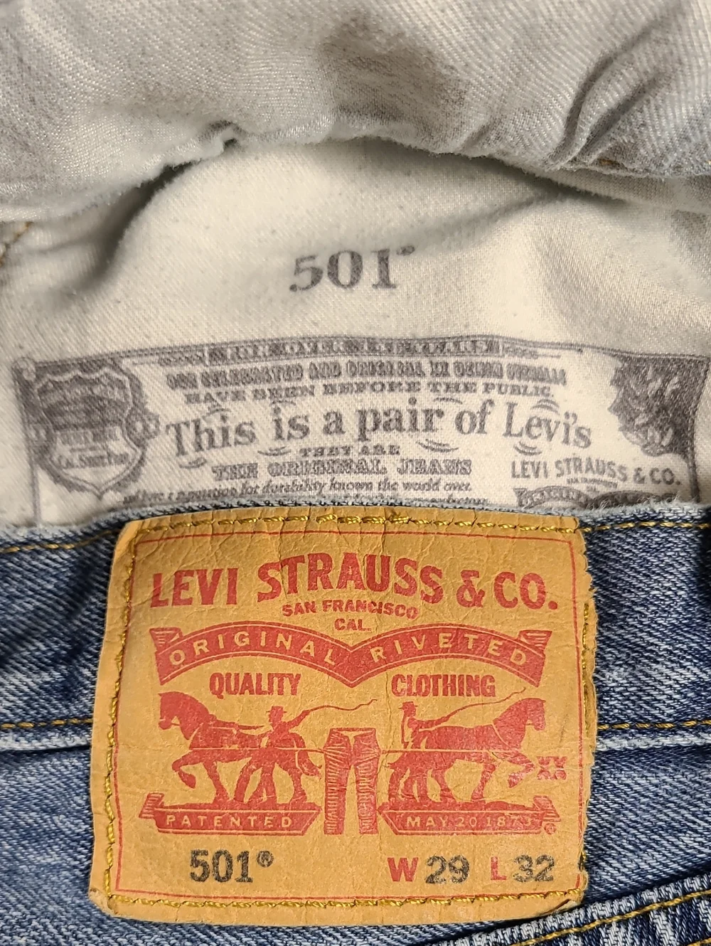 501 Levis 29x30 mens 2021 distressed Pre-owned Vint Button fly denim blue jeans